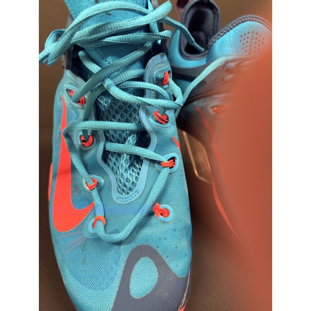 Nike Men’s Blue with Orange Accents Basketball Sneakers - Picture 14 of 16